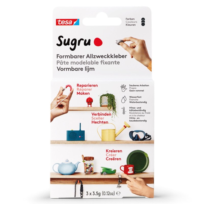 Tesa Pâte fixante modelable Sugru - Noir - Lot de 3