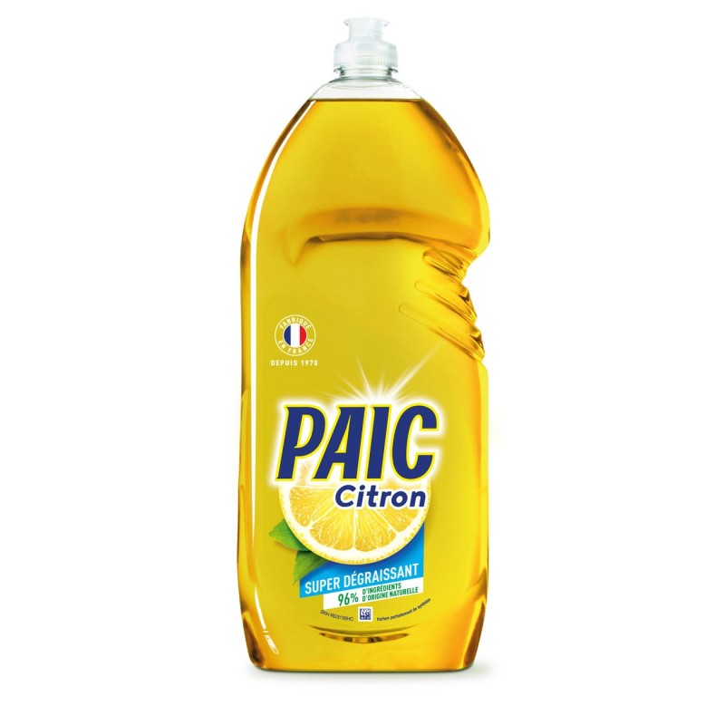 PAIC Liquide vaisselle main concentré citron jaune - Flacon 1,5 L