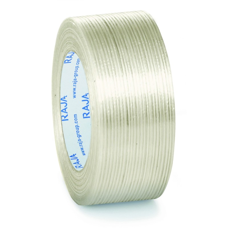 RAJA Ruban adhésif armé d'emballage en polypropylène armé fil à fil 110 microns 50 mm x 50 m - Transparent  - lot de 6