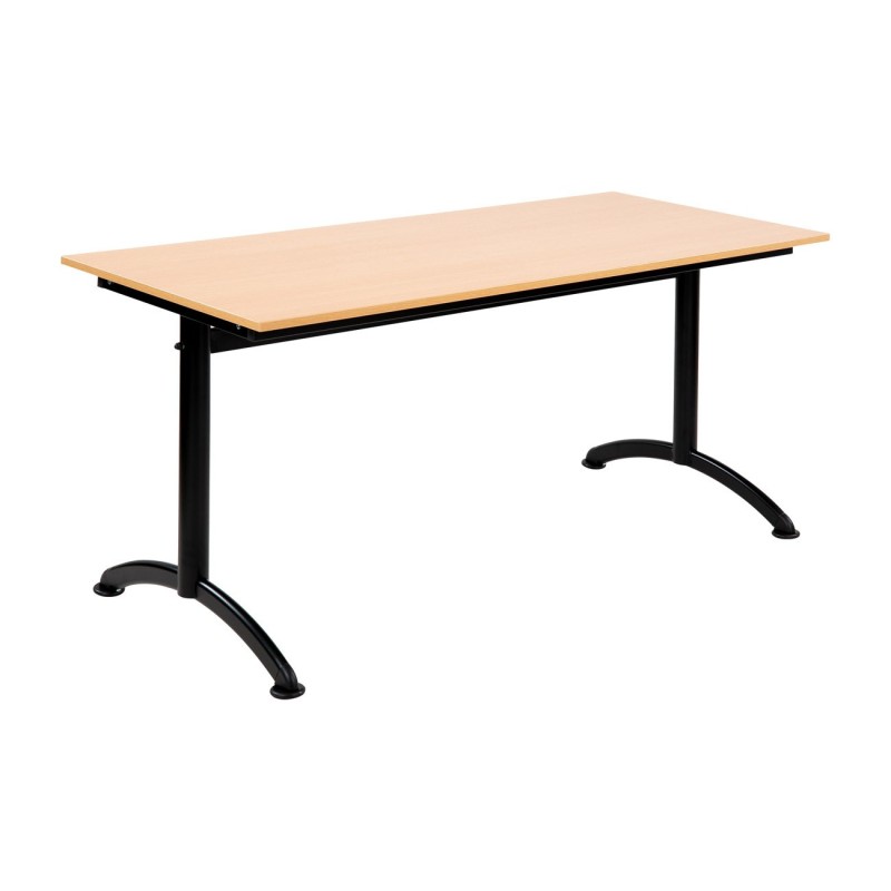 Table modulaire Elite rectangle L.160 x P.70 cm - Plateau Hêtre - Pieds Noir