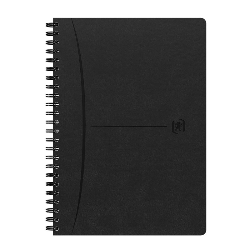 Oxford Carnet à spirale Signature ligné A5 160 pages couverture simili cuir - Noir