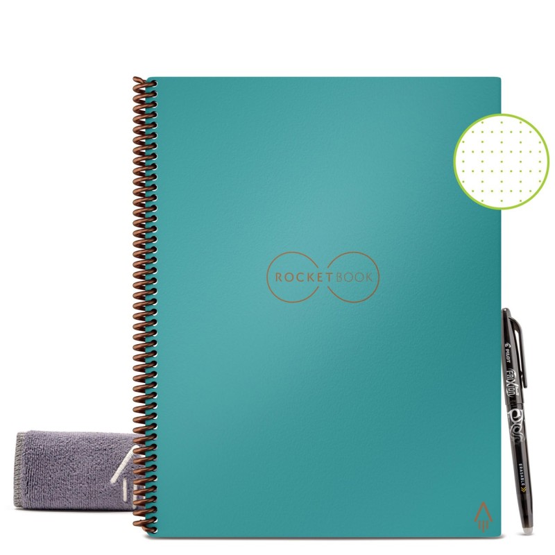 Rocketbook Core Cahier à spirale connecté réutilisable A4 21 x 29,7 cm - 32 pages - Bleu