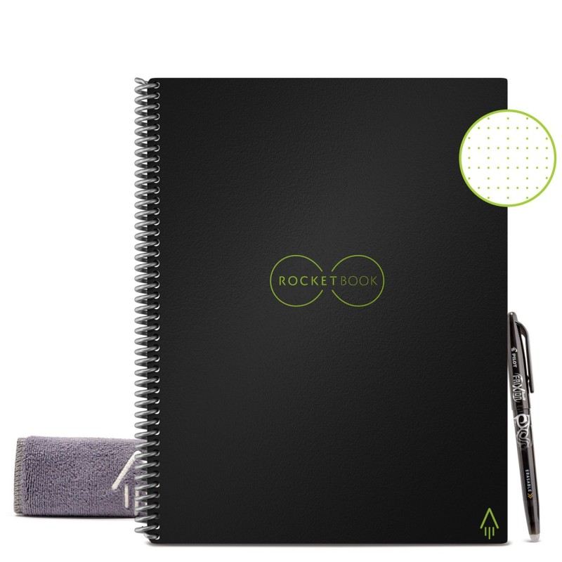 Rocketbook Core Cahier à spirale connecté réutilisable A4 21 x 29,7 cm - 32 pages - Noir
