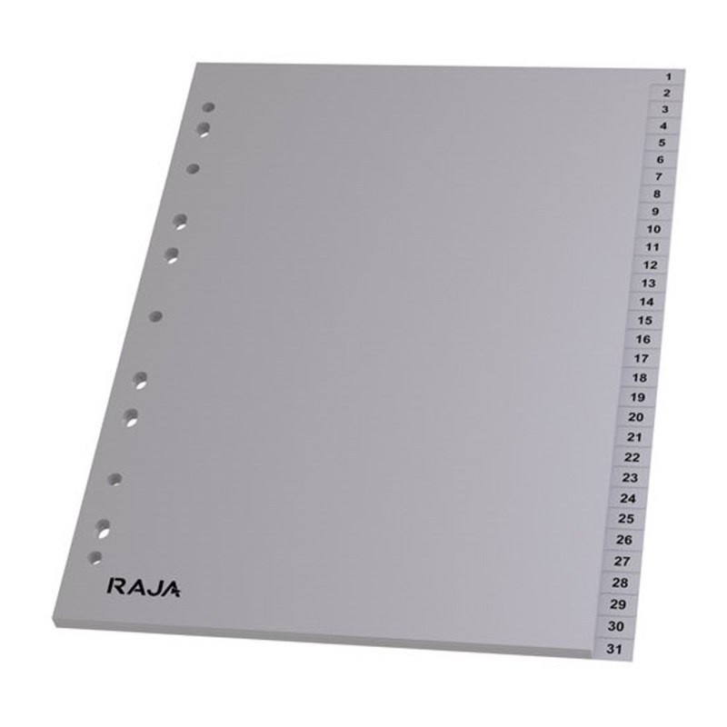 RAJA Intercalaires numériques A4 en polypropylène gris - 31 divisions
