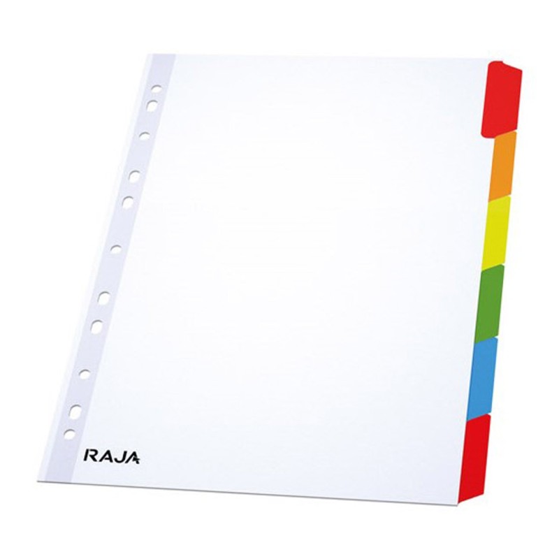 RAJA Intercalaires neutres A4 en bristol 170g blanc - 6 onglets couleur