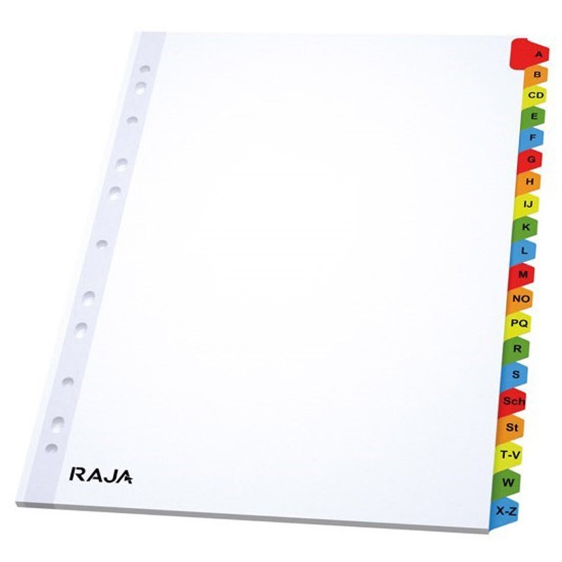 RAJA Intercalaires alphabétiques A4 en bristol 170g blanc - 20 divisions couleur