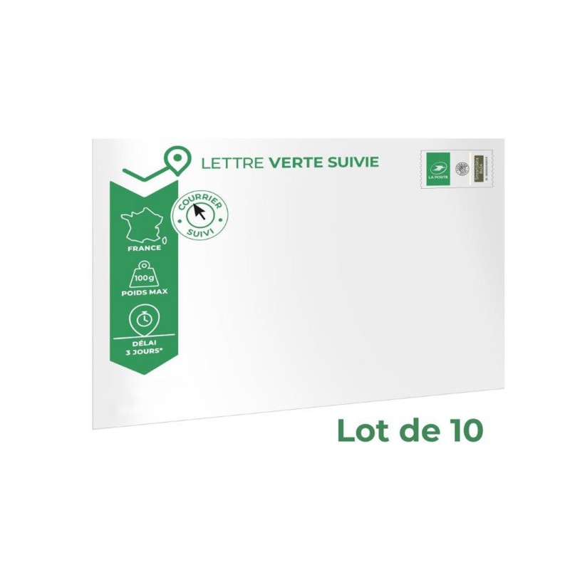 LA POSTE Enveloppes Prêt à Poster - Lettre verte suivie (J+3) - Format C4 229 x 324 mm - 100 gr - Lot de 10