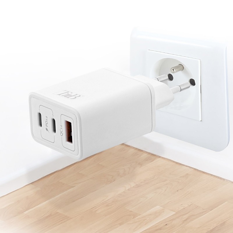 TNB Chargeur rapide 3 USB-A & C 65W - Blanc