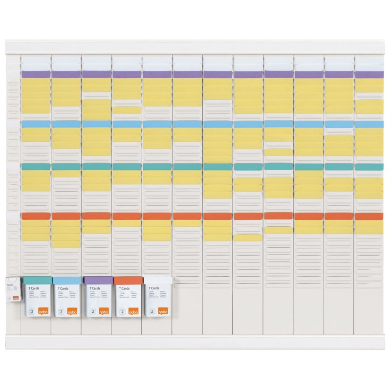 Nobo planning à fiches T2 - 13 colonnes - 80 x 66 cm