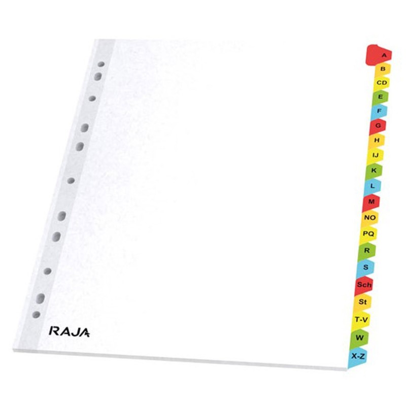 RAJA Intercalaires alphabétiques A4+ en bristol 170g blanc - 20 divisions couleur