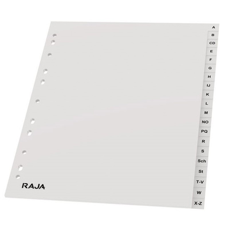 RAJA Intercalaires alphabétiques A4+ en polypropylène gris - 20 divisions