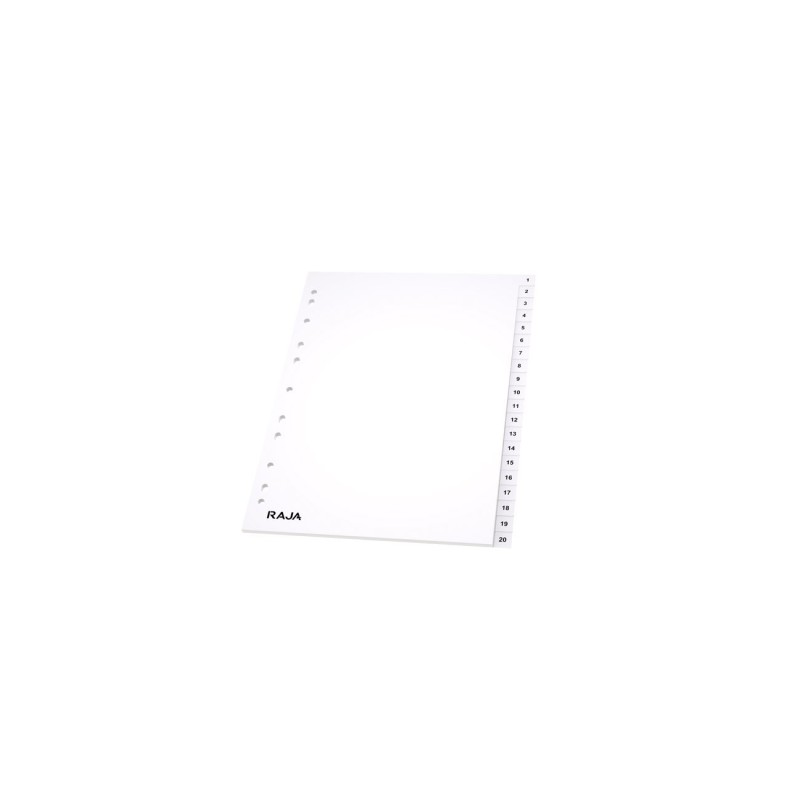RAJA Intercalaires numériques A4 en  polypropylène blanc - 20 divisions