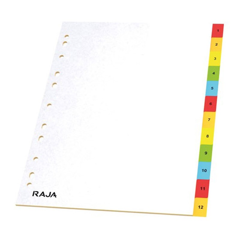 RAJA Intercalaires numériques A4 en polypropylène blanc - 12 divisions couleur