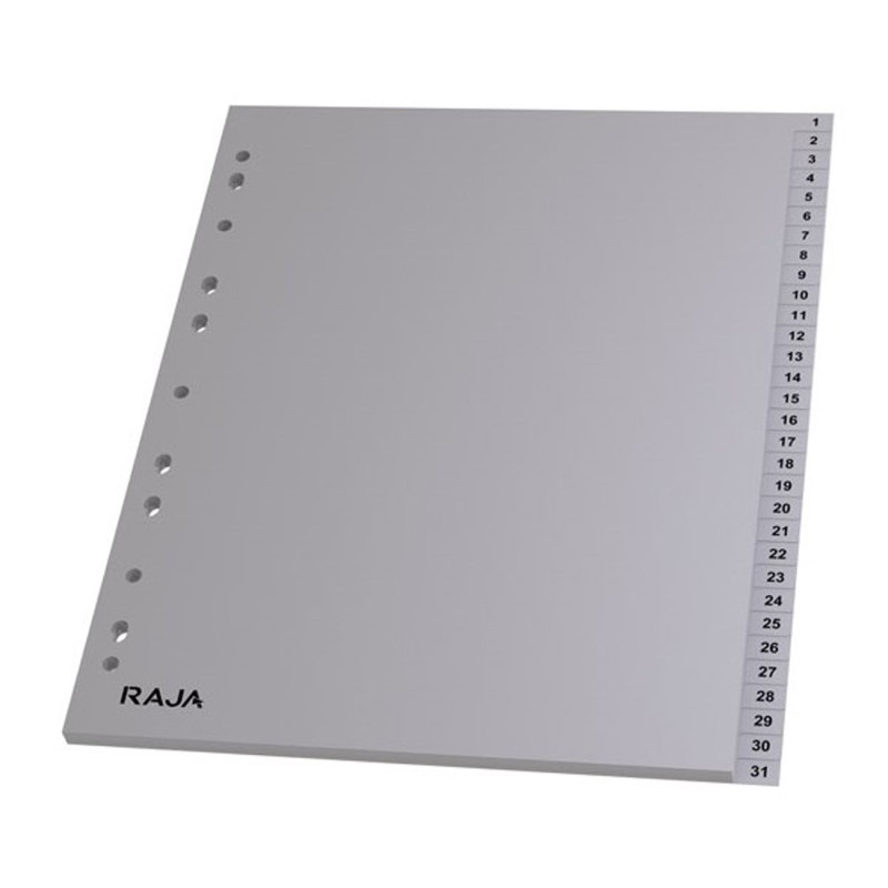 RAJA Intercalaires numériques A4+ en polypropylène gris - 31 divisions