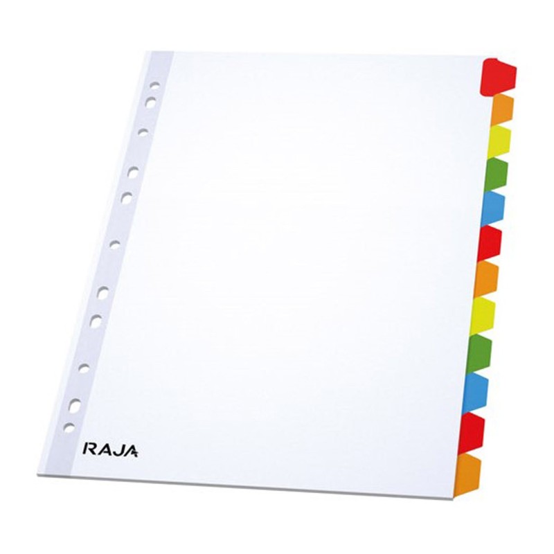 RAJA Intercalaires neutres A4 en bristol 170g blanc - 12 onglets couleur