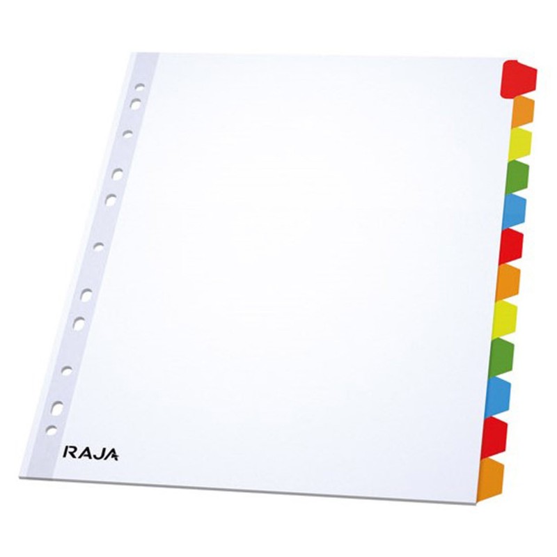 RAJA Intercalaires neutres A4+ en bristol 170g blanc - 12 onglets couleur