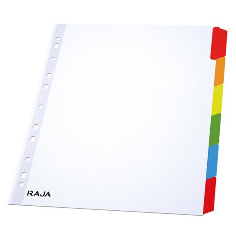 RAJA Intercalaires neutres A4+ en bristol 170g blanc - 6 onglets couleur