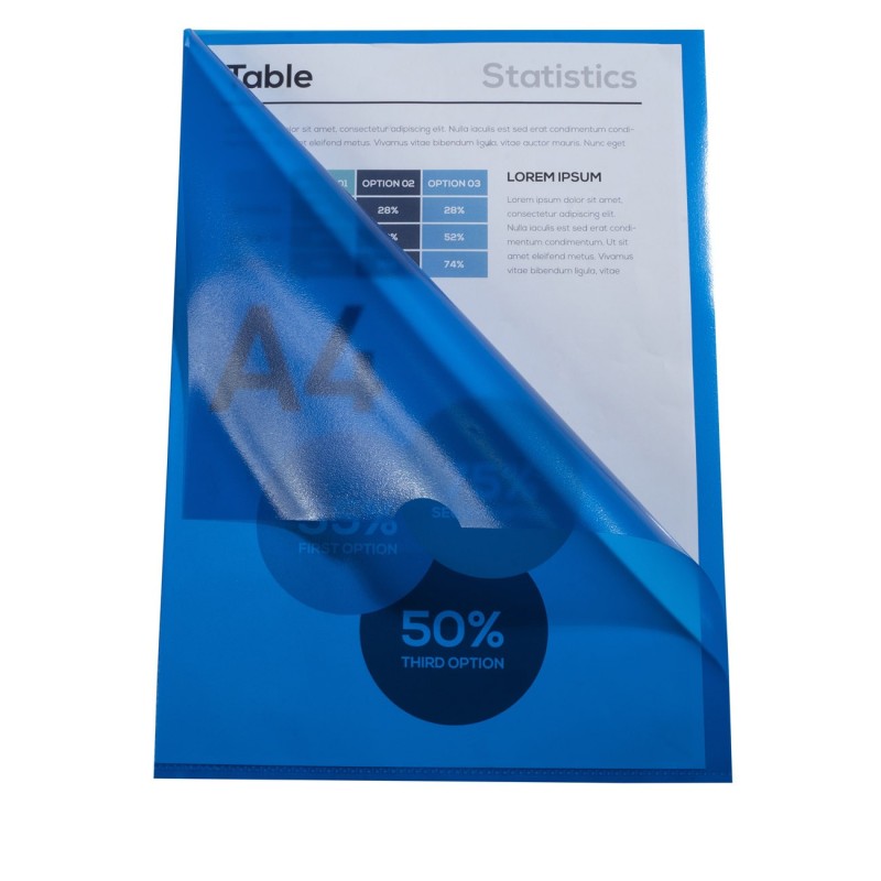 Exacompta Pochettes coin A4 polypropylène grainé 12/100 - Bleu translucide - Boîte de 10