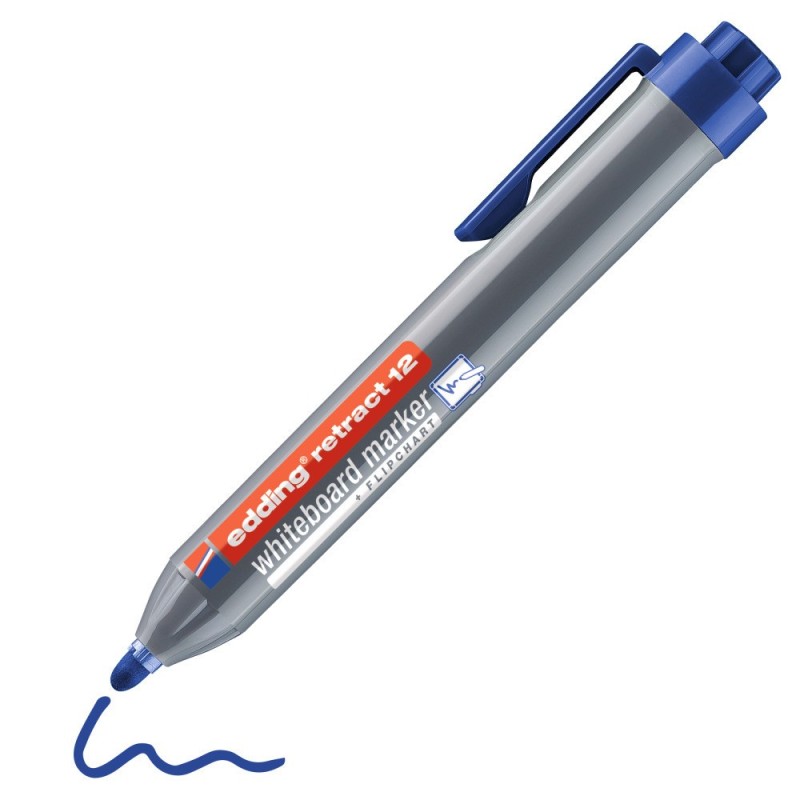 edding retract 12 Marqueur rétractable effaçable tableau blanc pointe ogive 1,5 à 3 mm - Bleu