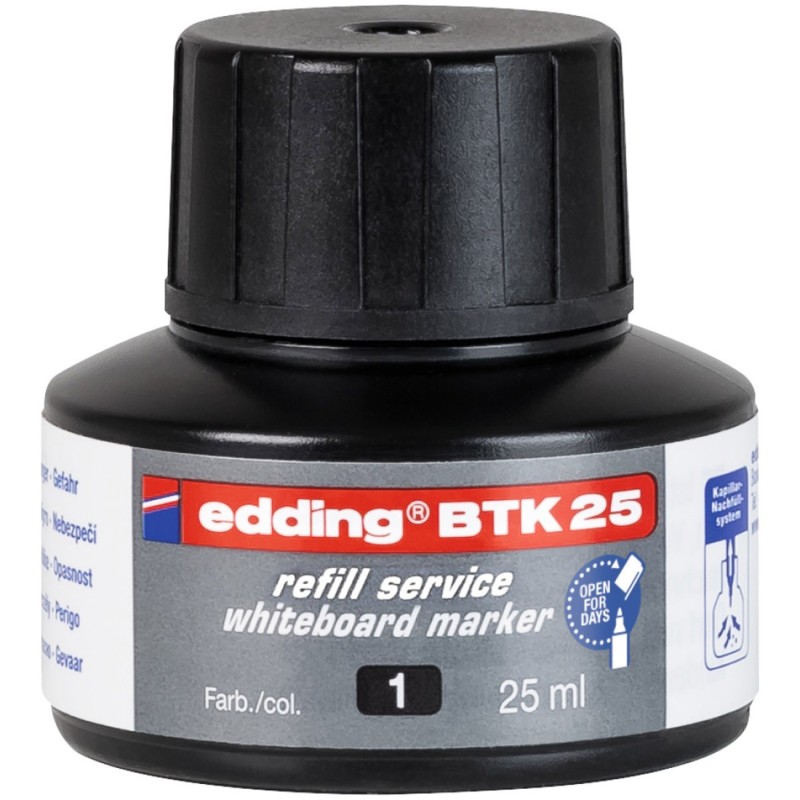 Edding Recharge d'encre BTK 25 pour marqueurs effaçables tableau blanc 25 ml - Noir