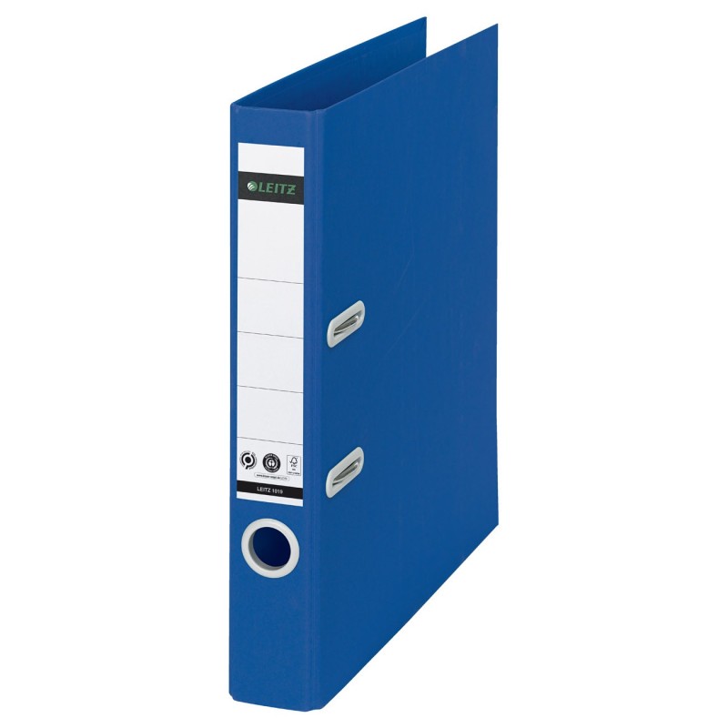 Leitz Recycle Classeur à levier A4 180° - Carton 100% recyclé et recyclable - Dos 5 cm - Bleu