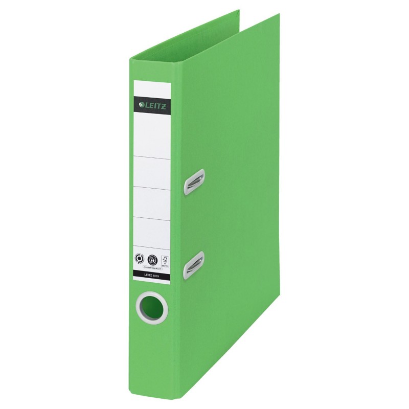 Leitz Recycle Classeur à levier A4 180° - Carton 100% recyclé et recyclable - Dos 5 cm - Vert
