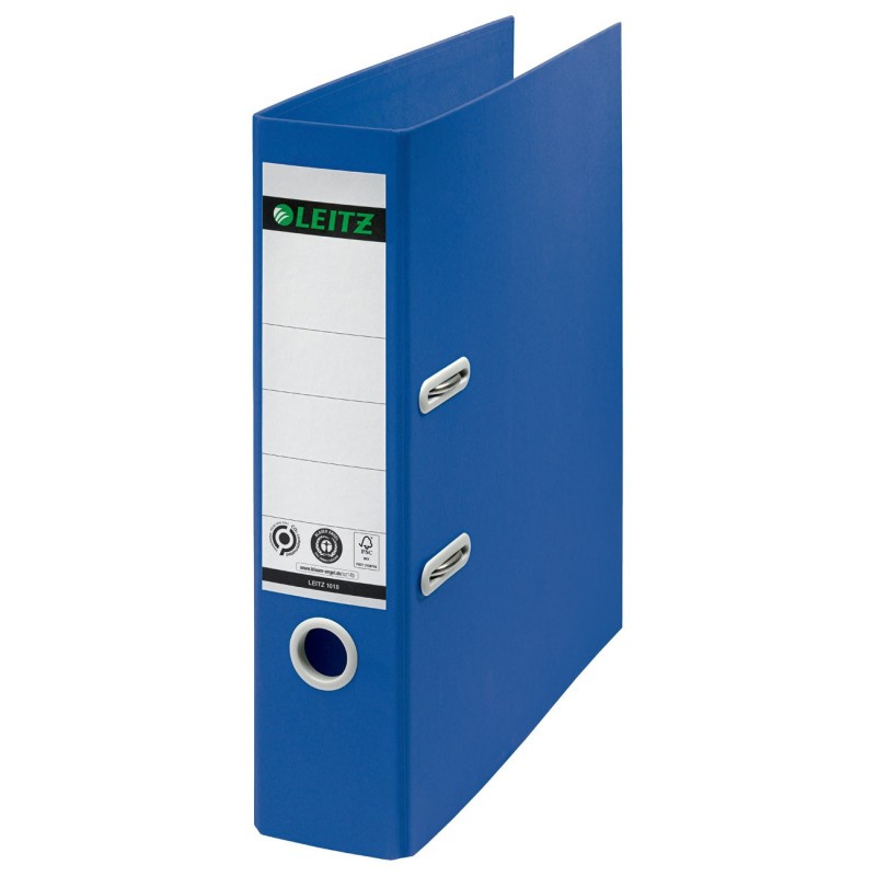 Leitz Recycle Classeur à levier A4 180° - Carton 100% recyclé et recyclable - Dos 8 cm - Bleu