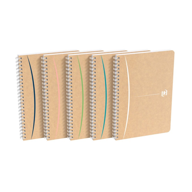 Oxford Cahier à spirale Touareg A5 15,6 x 21 cm - 90g - Papier recyclé ligné - 180 pages