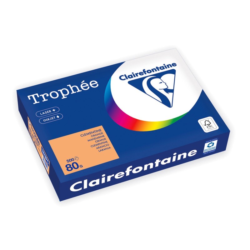 Clairefontaine Papier A4 couleur Trophée - 80 g - 500 feuilles - Orange Pastel