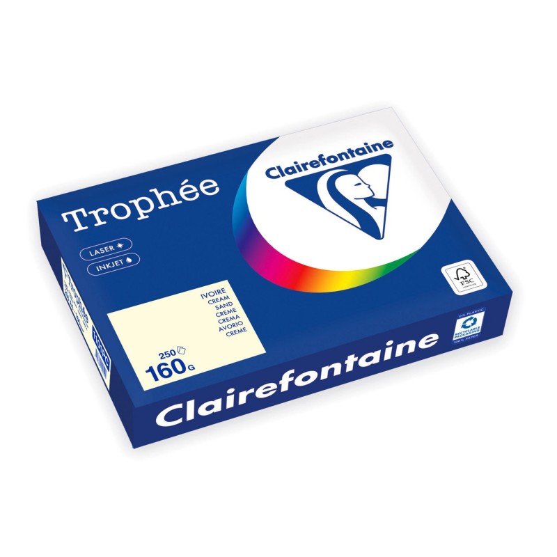Clairefontaine Papier A4 Trophée - 160 g - 250 feuilles - Ivoire Pastel