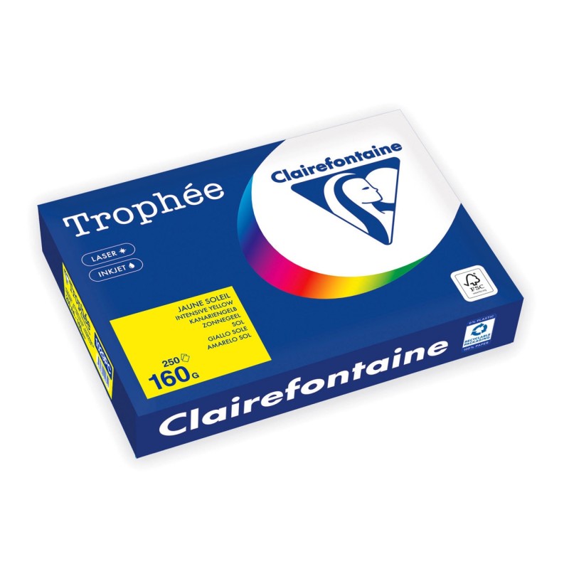 Clairefontaine Papier A4 Trophée - 160 g - 250 feuilles - Jaune Soleil