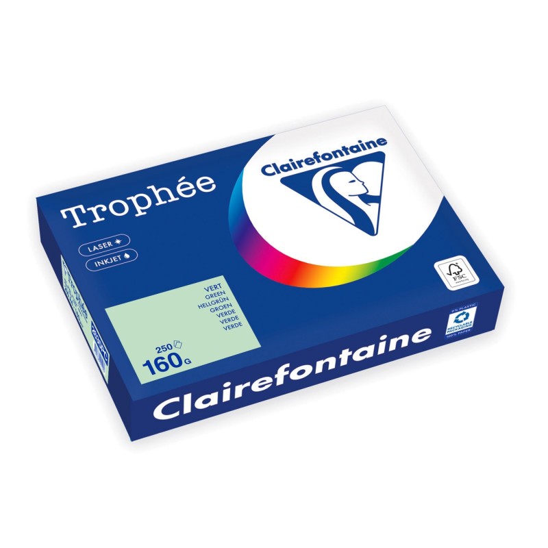 Clairefontaine Papier A4 Trophée - 160 g - 250 feuilles - Vert Pastel