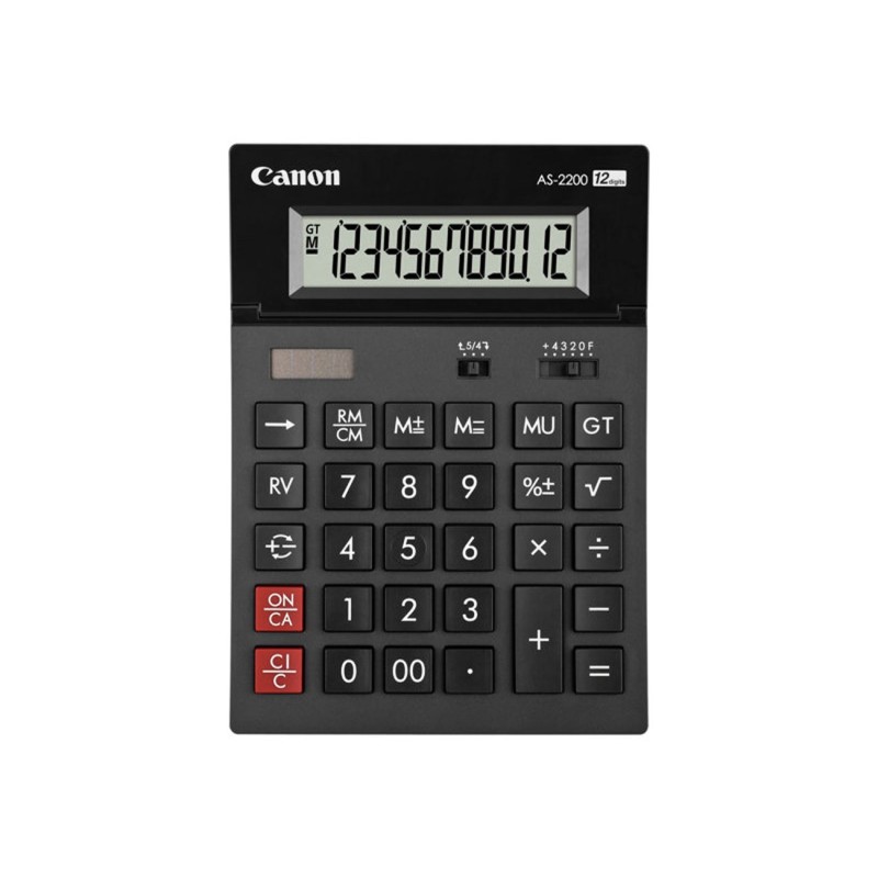 Canon Calculatrice de bureau AS-2200 solaire - 12 chiffres - Gris foncé
