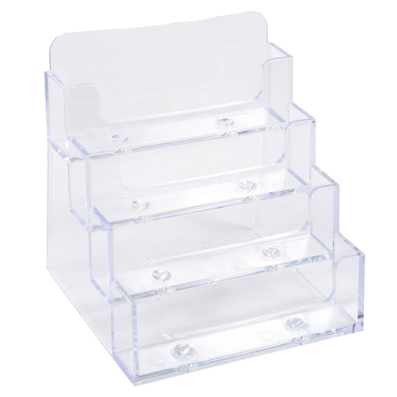 Exacompta Présentoir de table de cartes de visite 4 cases - Capacité 50 cartes format paysage - Transparent