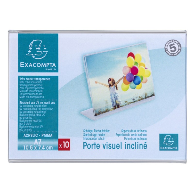 Exacompta Présentoir de table horizontal incliné de carte de visite A7 Cristal - Transparent - Lot de 10