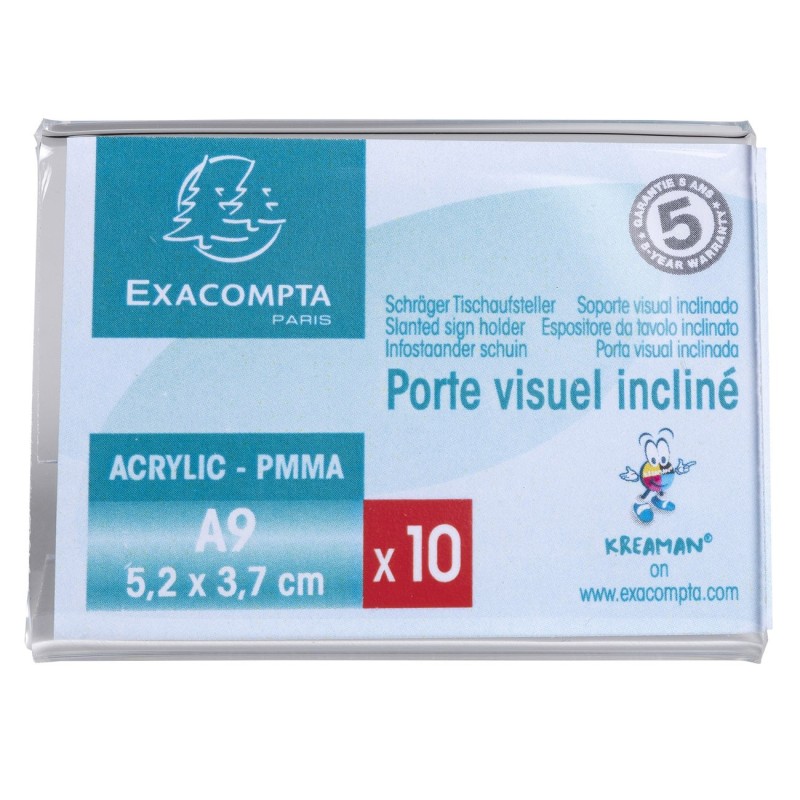 Exacompta Présentoir de table horizontal incliné de carte de visite A9 Cristal - Transparent - Lot de 10