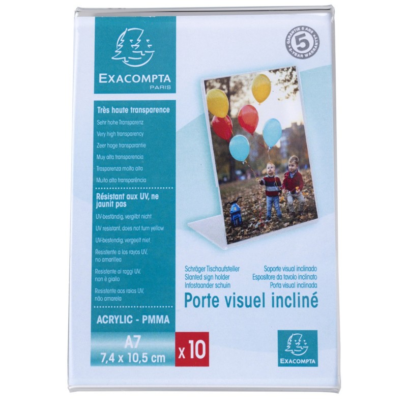 Exacompta Présentoir de table vertical incliné de carte de visite A7 Cristal - Transparent - Lot de 10