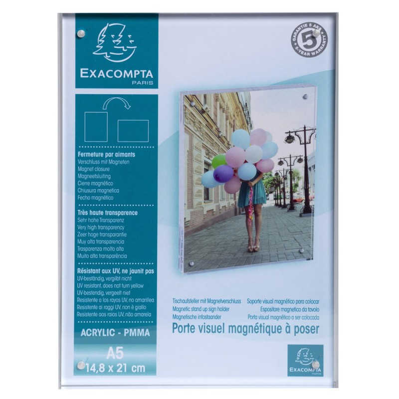 Exacompta Présentoir de document avec fermeture magnétique A5 Cristal - Transparent