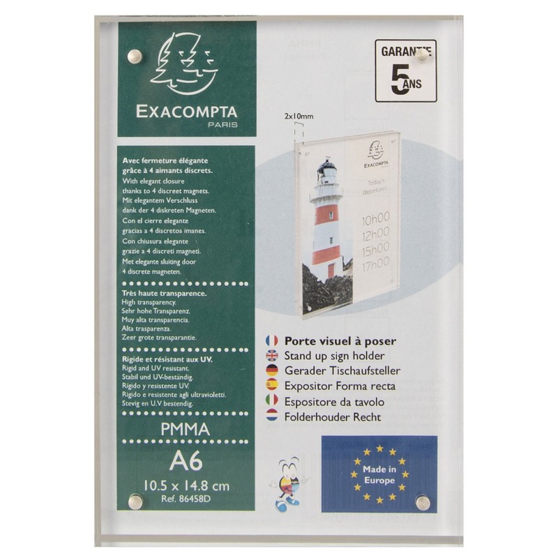 Exacompta Présentoir de document avec fermeture magnétique A6 Cristal - Transparent