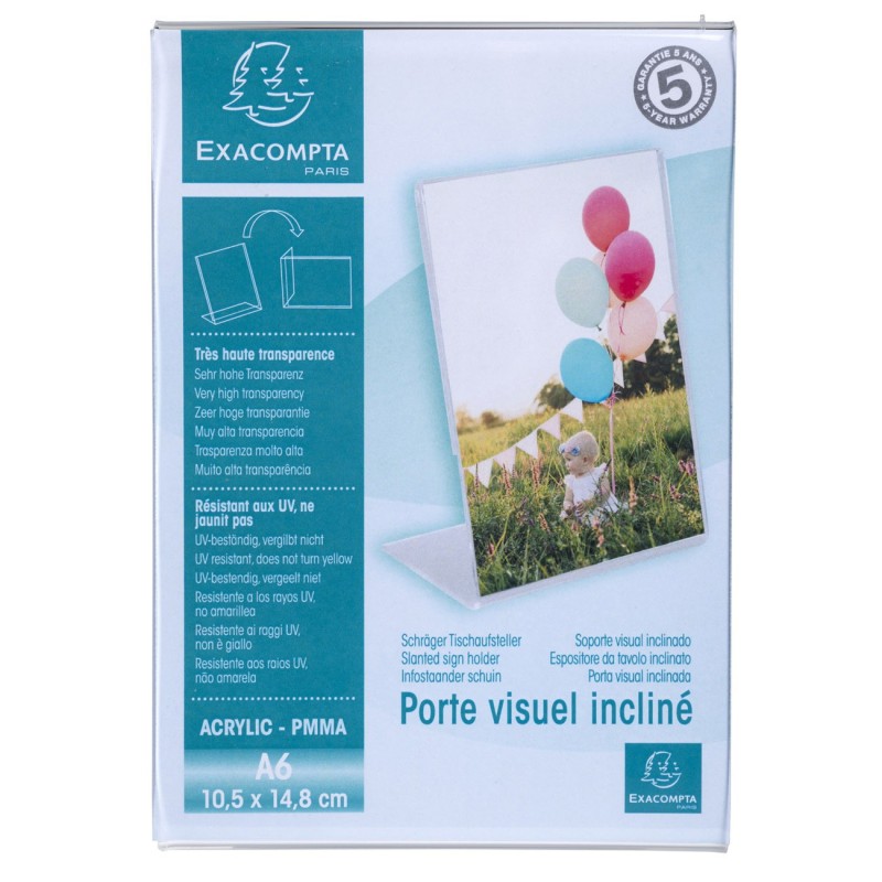 Exacompta Présentoir de document vertical incliné A6 Cristal - Transparent