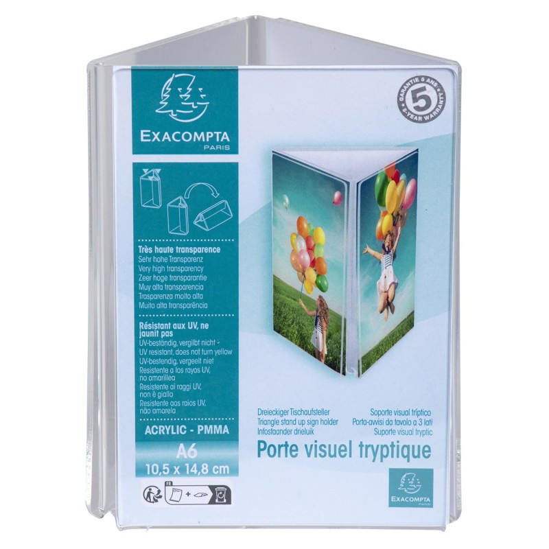 Exacompta Présentoir de documents tryptique A6 Cristal - Transparent