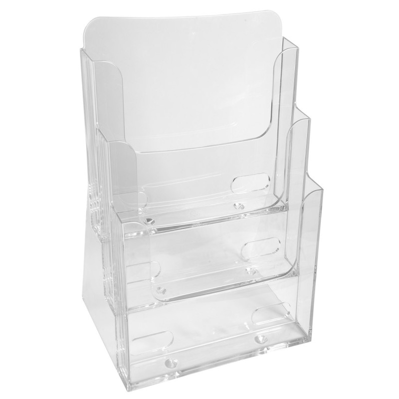 Exacompta Présentoir de table vertical de prospectus Cristal - 3 compartiments A4 - Transparent
