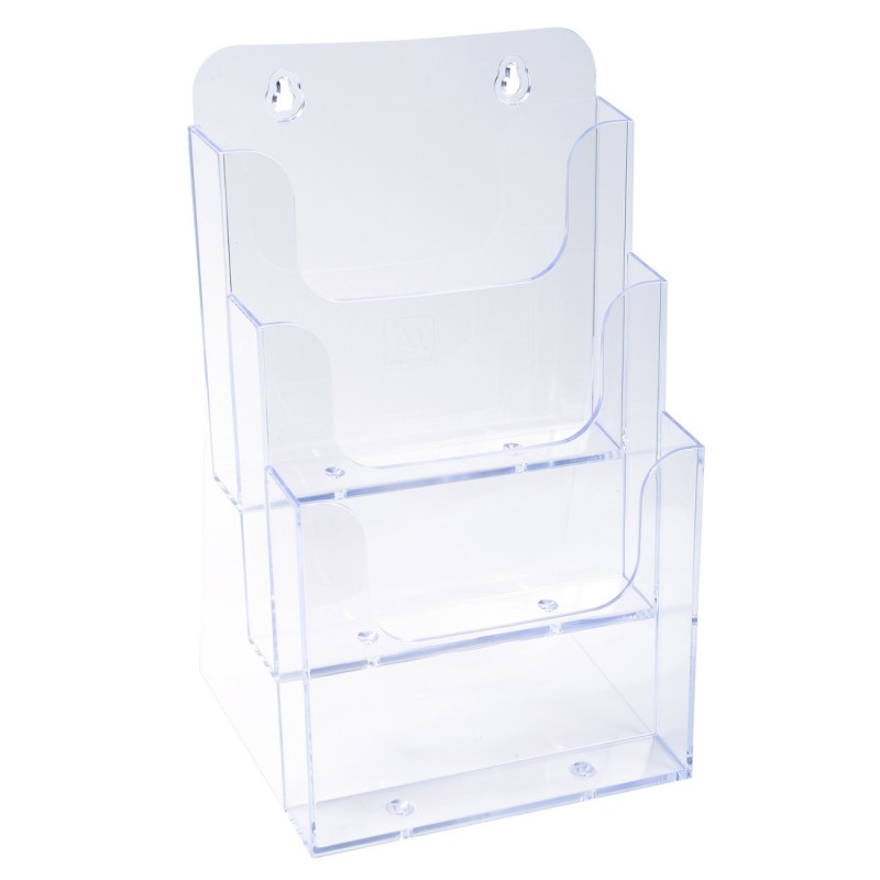 Exacompta Présentoir de table vertical de prospectus Cristal - 3 compartiments A5 - Transparent