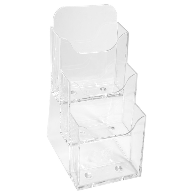 Exacompta Présentoir de table vertical de prospectus Cristal - 3 compartiments DL - Transparent