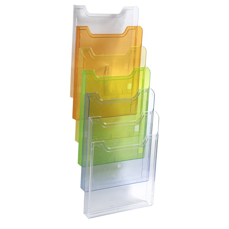 Exacompta Présentoir de table vertical de prospectus Cristal - 5 compartiments A4 - Transparent