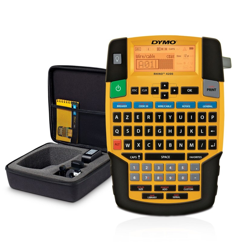 Dymo Pack Etiqueteuse Pro Rhino 4200 clavier Azerty avec adaptateur secteur et malette