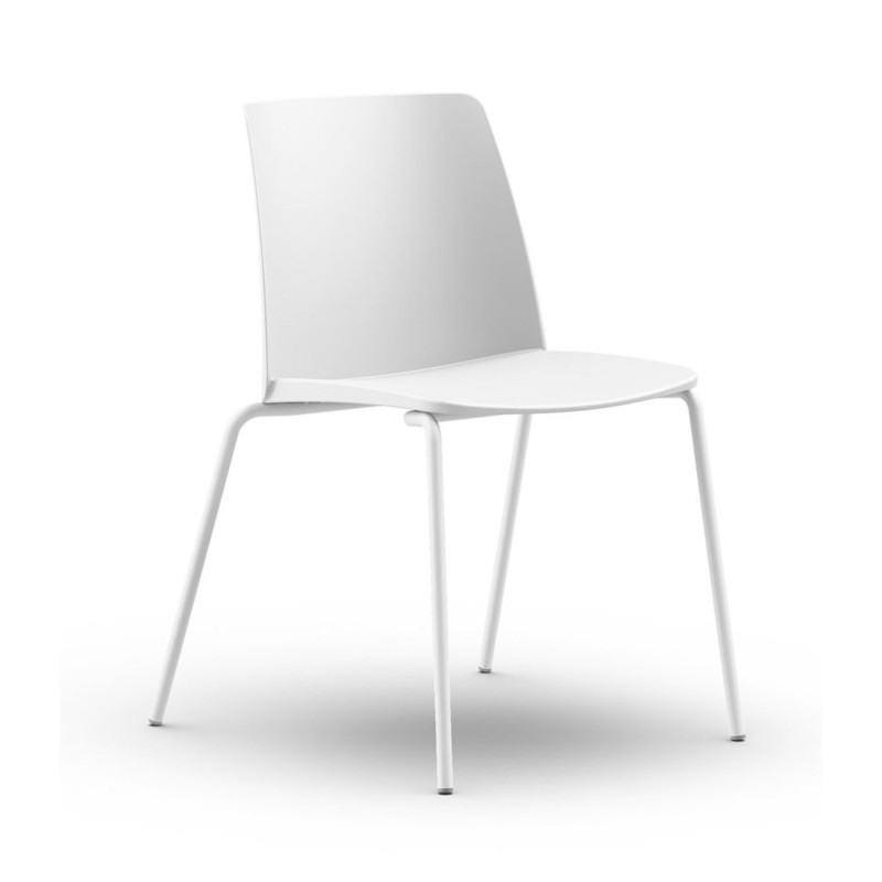 Chaise de réunion & visiteur Aria polypropylène piètement métal – Blanc