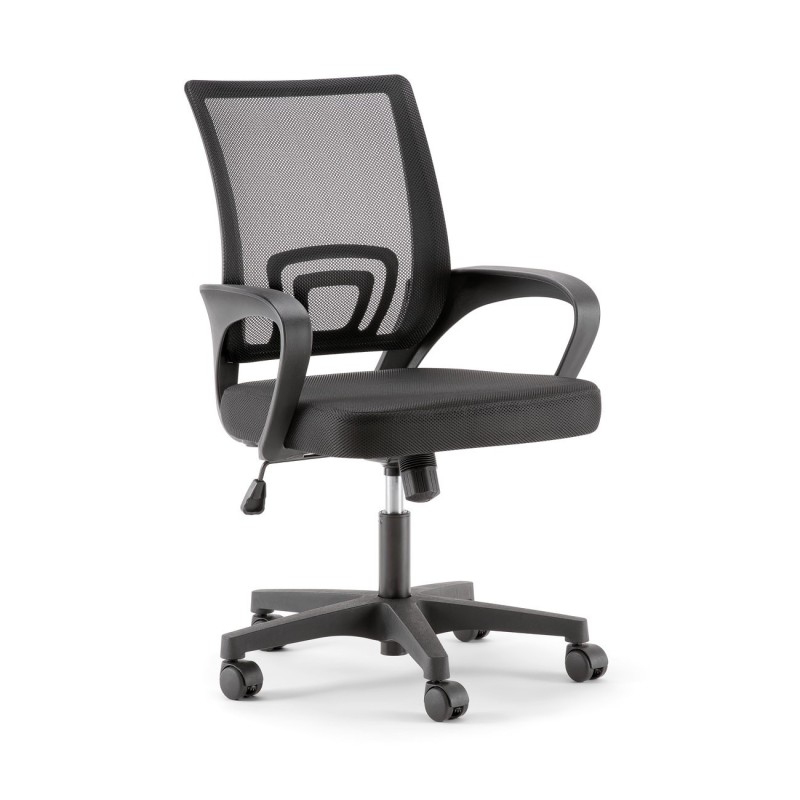 Siège de bureau Dario avec accoudoirs - Assise tissu et dossier maille - Noir