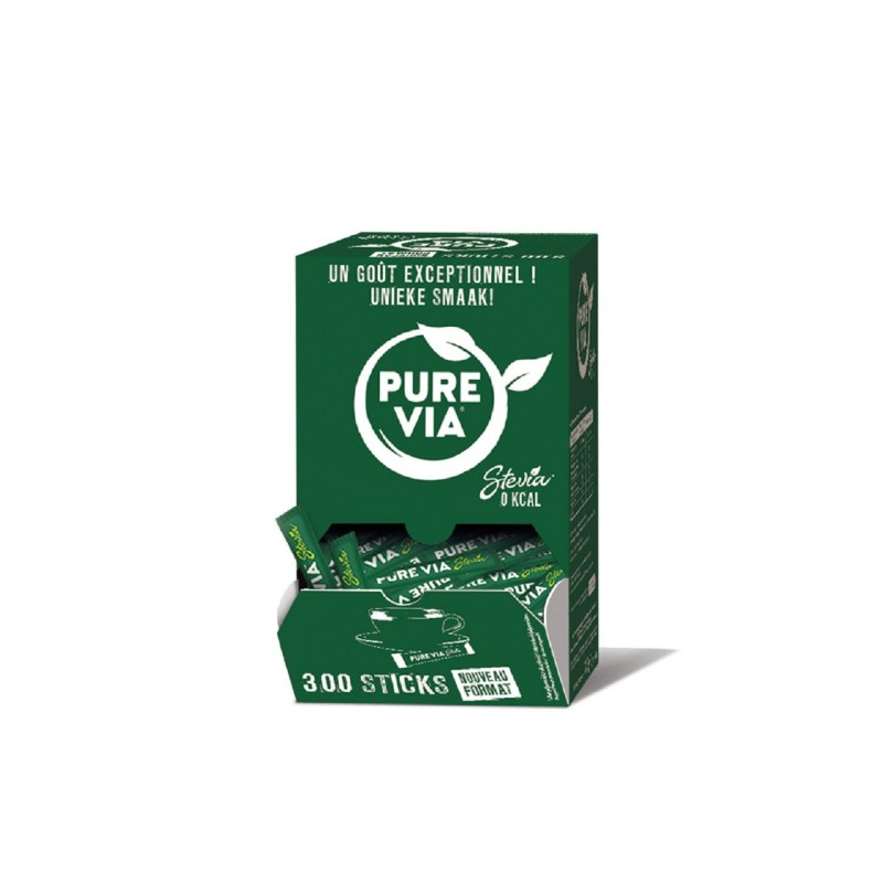 Pure Via Edulcorant Stévia - Boîte distributrice de 300 sticks de 1 g