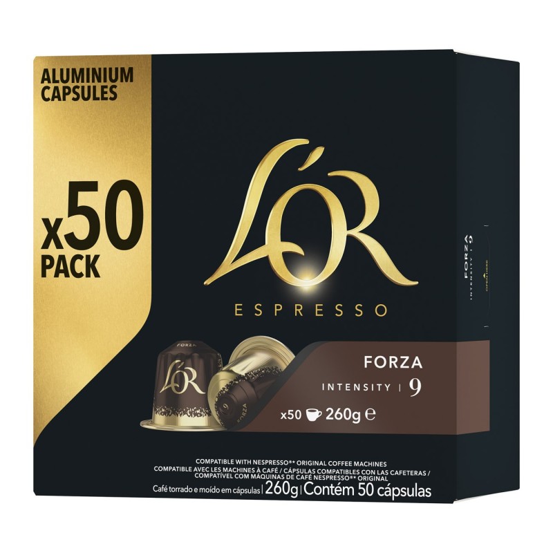 L'OR Espresso Café Forza - intensité 9 - Boîte de 50 capsules